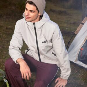 Men's Letter Print Hooded Camping Sports Jacket - Image 5