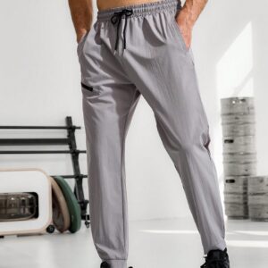 Men's Drawstring Waist Jogger Pants With Slanted Pockets