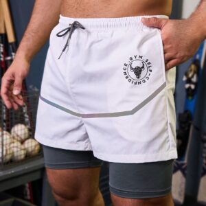 Men'S Side Striped Pocket Two-In-One Sports Shorts, White Shorts Jogger Shorts - Image 5