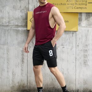 Men's Letter Printed Tank Top And Shorts Sports Outfits, Athletic Suit, Tracksuit Workout Set Workout Sets - Image 6