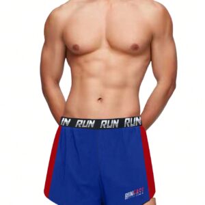 Men's Color-Block Letter Print Athletic Shorts Jogger Shorts