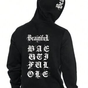 Boyfriend Style Men'S Letter Printed Kangaroo Pocket Hooded Sweatshirt Workout Tops - Image 4