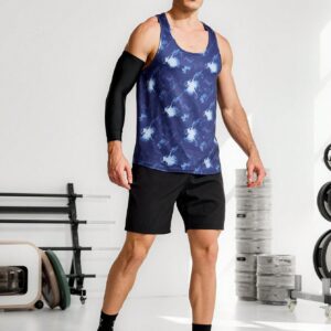 Men's Tie-Dye Print Racerback Workout Tank Top With Geometric Back Workout Tops - Image 3