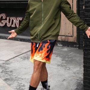 Men's Solid Color Bomber Jacket With Baseball Collar And Zipper Front - Image 4
