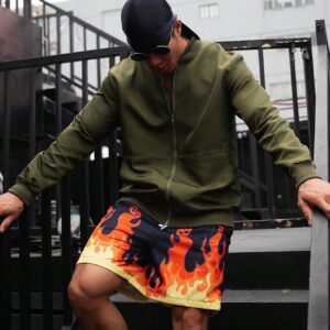 Men's Solid Color Bomber Jacket With Baseball Collar And Zipper Front - Image 5
