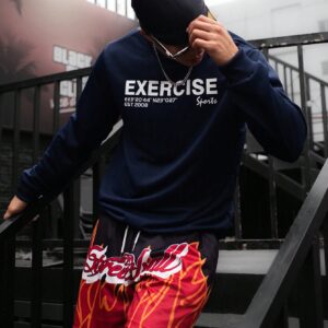 Boyfriend Style Men's Long Sleeve Sports Hoodie With Letter Print Boyfriend Style Men Sweatshirt - Image 3