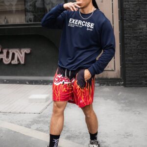 Boyfriend Style Men's Long Sleeve Sports Hoodie With Letter Print Boyfriend Style Men Sweatshirt - Image 5
