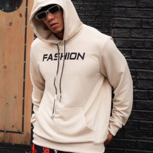 Boyfriend Style Men's Hooded Sports Sweatshirt With Letter Print Boyfriend Style Men Sweatshirt