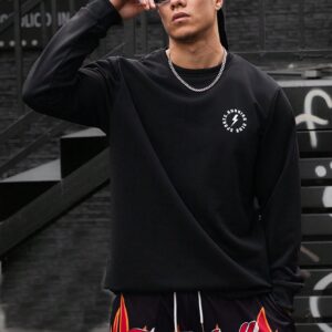 Men's Long Sleeve Round Neck Sports Sweatshirt With Letter Printed Men Sweatshirt