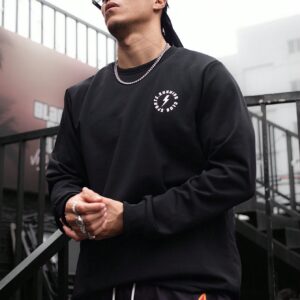 Men's Long Sleeve Round Neck Sports Sweatshirt With Letter Printed Men Sweatshirt - Image 3