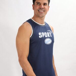 Men's Letter Printed Contrast Color Sport Tank Top - Image 6