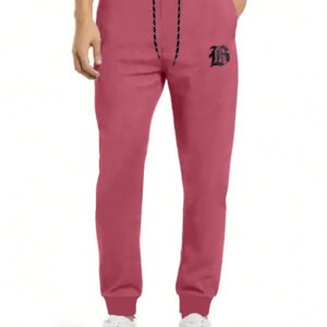 Men's Color Block Elastic Waist Letter Printed Drawstring Sports Pants