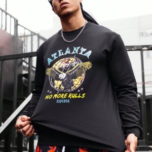 Men's Eagle & Letter Print Long Sleeve Sports Sweatshirt Men Sweatshirt