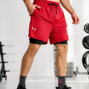 Men's Digital Pattern Side Stripe Double Layer Sports Shorts With Pocket Jogger Shorts - Image 3