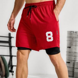 Men's Digital Pattern Side Stripe Double Layer Sports Shorts With Pocket Jogger Shorts - Image 5