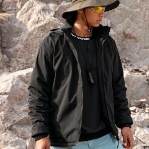 Boyfriend Style Men's Zipper Stand Collar Drawstring Hooded Sporty Padded Coat - Image 4