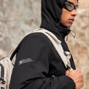Boyfriend Style Men's Zipper Stand Collar Drawstring Hooded Sporty Padded Coat - Image 6