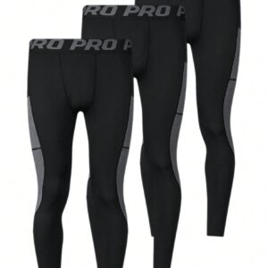 Boyfriend Style Men's Contrast Color Letter Printed Sport Leggings With Decorative Bands 3-Piece Set