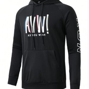 Men's Letter Printed Hooded Sports Sweatshirt Hoodie Men Sweatshirt