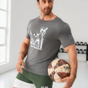 Men's Portrait Printed Short Sleeve Sports T-Shirt