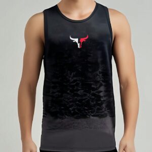 Men's Bull Print Gradient Sports Tank Top Workout Tops
