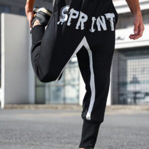 Boyfriend Style Men's Color Block Letter Printed Sport Pants - Image 4