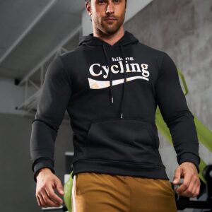 Boyfriend Style Men's Letter Printed Long Sleeve Hooded Sport Sweatshirt Boyfriend Style Men Sweatshirt