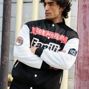 Men's Color Block Letter Print Zipper Jacket For Sports Workout Tops - Image 3