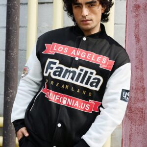 Men's Color Block Letter Print Zipper Jacket For Sports Workout Tops - Image 8