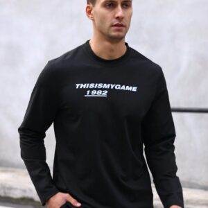 Boyfriend Style Men's Casual Round Neck Sweatshirt With Letter Print Boyfriend Style Men Sweatshirt - Image 4