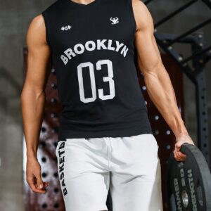 Boyfriend Style Men's Digital And Letter Printed Sports Suit Workout Set 2-Piece Set - Image 5
