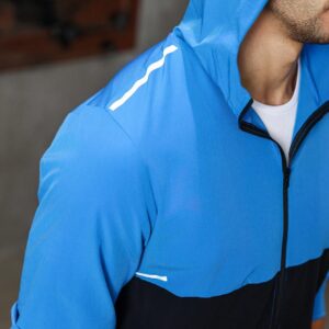 Boyfriend Style Men's Color Block Zipper Closure Hooded Sport Jacket Workout Tops - Image 6