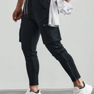 Boyfriend Style Men's Solid Color Drawstring Waist Active Pants