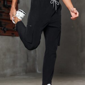 Boyfriend Style Men's Solid Color Drawstring Waist Active Pants - Image 5