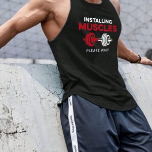 Men Slogan Graphic Sports Tank Top Workout Tops Workout Tops Gym Top Breathable - Image 5