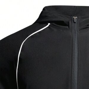 Boyfriend Style Men's Spring And Autumn Hooded Sweatshirt With Zipper And Half Placket, Letter Print, Long Sleeves, Sports Style Hoodie Boyfriend Style Men Sweatshirt - Image 5