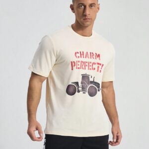 Boyfriend Style Men's Summer Round Neck Printed Short Sleeve Casual Sports T-Shirt With Letter Print