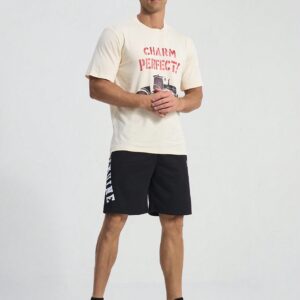 Boyfriend Style Men's Summer Round Neck Printed Short Sleeve Casual Sports T-Shirt With Letter Print - Image 3