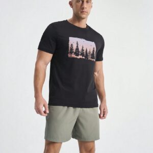 Boyfriend Style Men's Summer Casual Printed Tree Design Round Neck Short Sleeve Sports T-Shirt