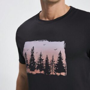 Boyfriend Style Men's Summer Casual Printed Tree Design Round Neck Short Sleeve Sports T-Shirt - Image 4