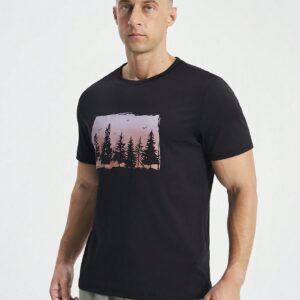 Boyfriend Style Men's Summer Casual Printed Tree Design Round Neck Short Sleeve Sports T-Shirt - Image 5