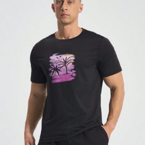 Boyfriend Style Men's Summer Casual Coconut Tree Print Short Sleeve Sports T-Shirt
