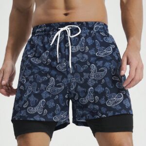 Boyfriend Style Men's Drawstring Waist Paisley Print Sports Shorts Jogger Shorts