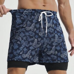 Boyfriend Style Men's Drawstring Waist Paisley Print Sports Shorts Jogger Shorts - Image 7
