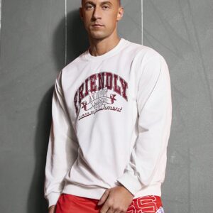 Boyfriend Style Men's Letter Printed Round Neck Sportswear Sweatshirt Boyfriend Style Men Sweatshirt