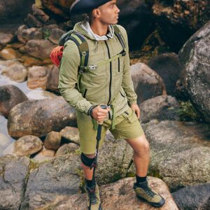 Boyfriend Style Men's Solid Color Zipper & Drawstring Closure Hooded Sports Jacket, Suitable For Hiking, Outdoor Travel - Image 4