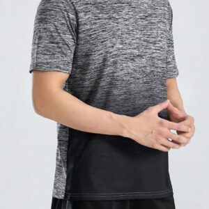 Boyfriend Style Men Gradient Round Neck Short Sleeve Casual Sports T-Shirt For Summer Workout Tops - Image 3
