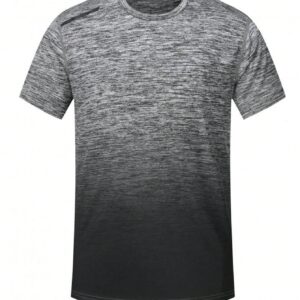 Boyfriend Style Men Gradient Round Neck Short Sleeve Casual Sports T-Shirt For Summer Workout Tops - Image 4