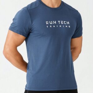 Boyfriend Style Men Simple Printed Loose Sport T-Shirt - Image 3