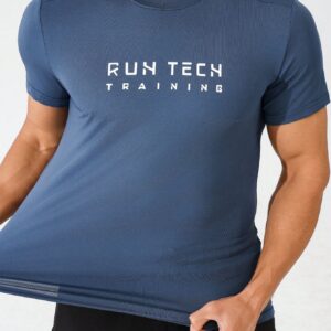 Boyfriend Style Men Simple Printed Loose Sport T-Shirt - Image 4
